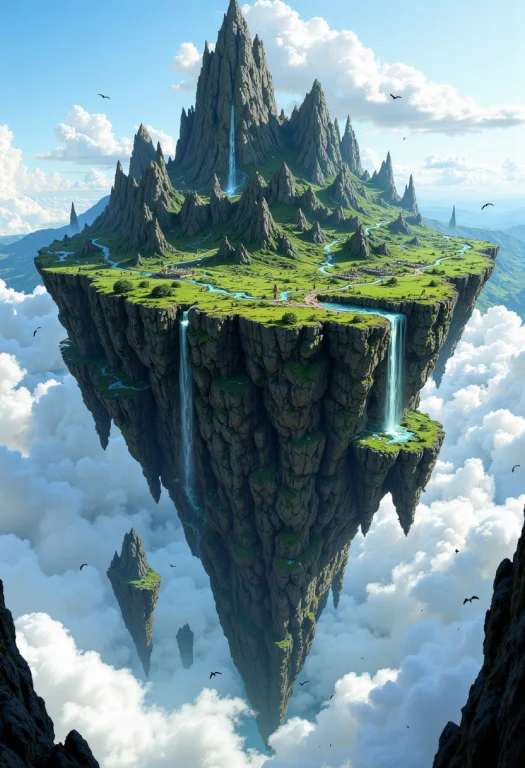 A Floating Island Landscape. The Island Is Massive, With Lus...