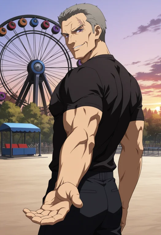 1boy, Christophermuvluv, Grey Hair, Purple Eyes, Taut Black...
