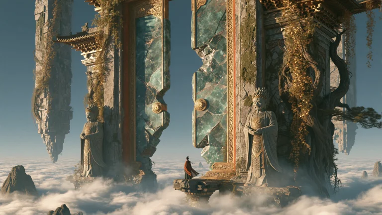 Ancient Abandoned Heavenly Palace Ruins Floating Above The C...