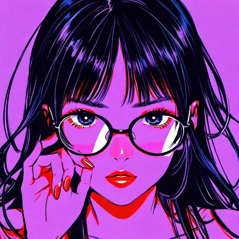 The Anime Woman Is Close Up To The Camera And Looking Direct...