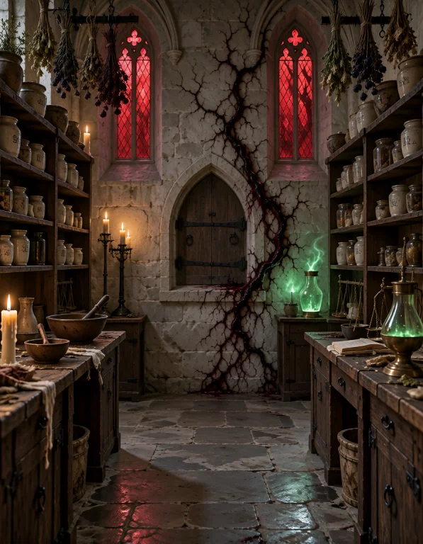C0nv3nt 0f T0rm3nt, Empty Medieval Convent Apothecary Corrup...