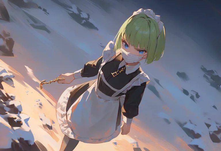 Score9, Score8up, Score7up, 1girl, Bob Cut, Green Hair, Blue...