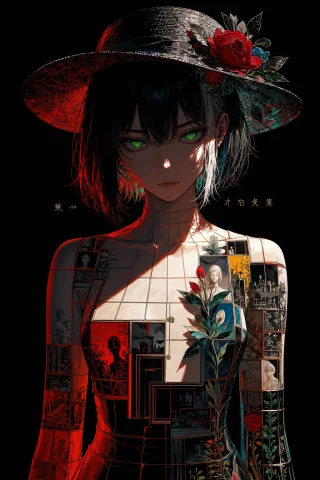 Surreal Portrait Prompt — Stable Diffusion AI Prompt: masterpiece, best quality, exciplit, A girl stands as a central figure against a...