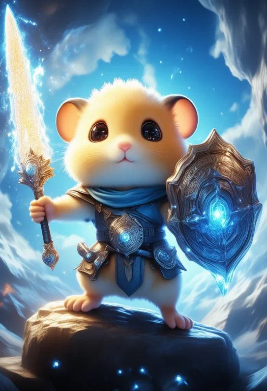 Hamtaro, With A Massive, Glowing Mythical Sword In One Hand...