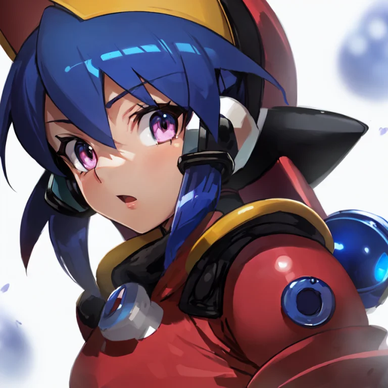 Official, 1girl, Blue Hair, Pink Eyes, Megaman Battle Networ...
