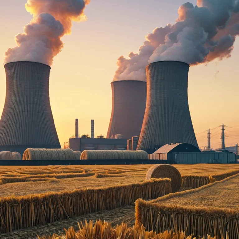 A Nuclear Power Plant With Massive Cooling Towers Venting St...