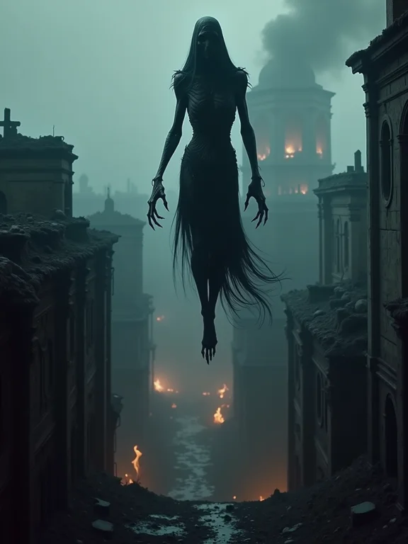 A Demonic Creature Assassin, Cloaked In Shadow, Silently Sta...