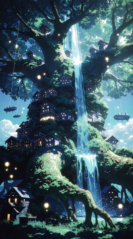 Colossal World Tree Prompt — Stable Diffusion AI Prompt: colossal_world_tree, civilization_built_inside_tree, massive_branches_as_roads,...