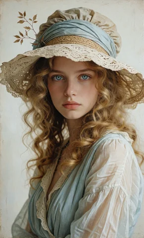 A Photorealistic Portrait Of A Young Woman With Striking, Vi... — Stable Diffusion AI Prompt: A photorealistic portrait of a young woman with striking, vivid blue eyes and fa...