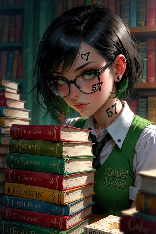 , A Heart 57 Tattoo On Left Cheek, Robin, The Bookstore Assi...