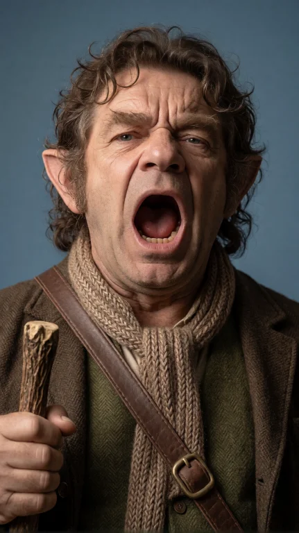 Hbbt Halfling Man, Close-up Portrait, Straight-on, Holding S...