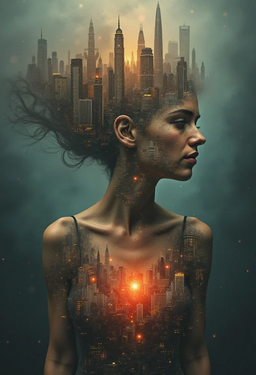 Surreal Vision Of A Woman As The Heart Of A City, Her Changi...