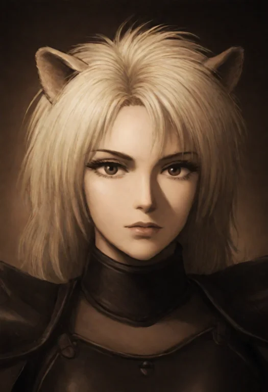 Puma, Blonde Hair, Neko Ears, Leather Armor, Solo, Very Deta...