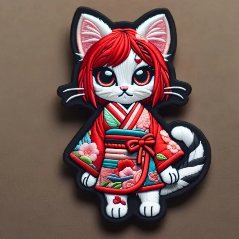 A 3d Chibi Anime Red Hair Cat Girl Wear Stitch Kimono Made O... — SDXL AI Prompt: a 3d chibi anime red hair cat girl wear stitch kimono made of ral-embroideredpat...