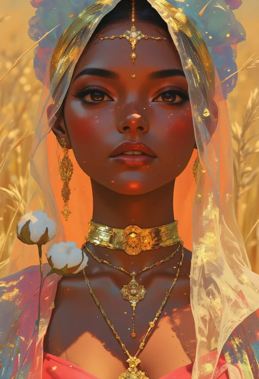 A Close-up Scene Of An Indian Womans Face And Neck, Her Brow...
