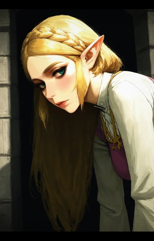 Princess Zelda, 1girl, Upper Body, Detailed Background, Lean...
