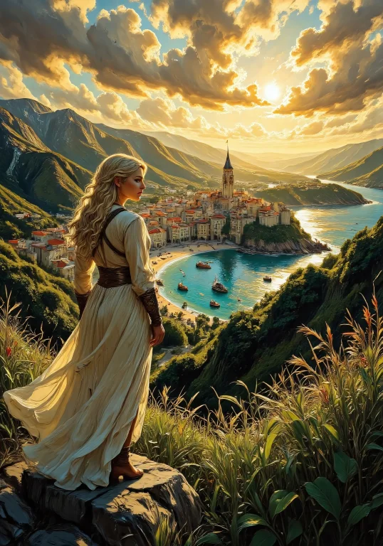 The Sun Hangs Low In The Sky, Casting Molten Gold Across The...