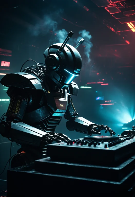 Cybernetic Robot Retrofuturism Style Dark And Dimly Lit Unde...