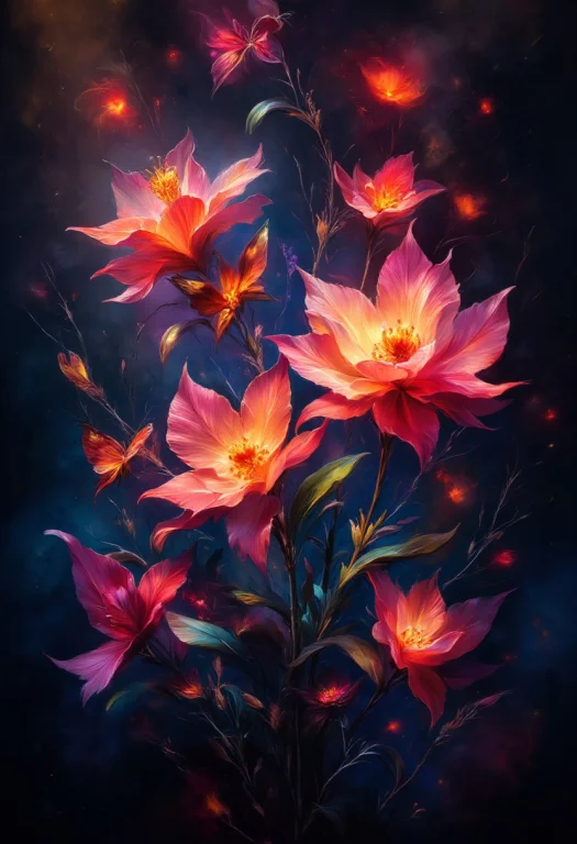 Vibrant Orange Bleeding Hearts Flowers And Glowing Red Butte...
