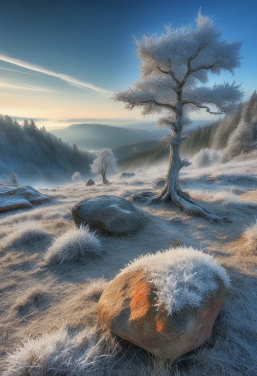 Epic Landscape, Hdr, Detailed, Morning Frost World, Outdoor,...