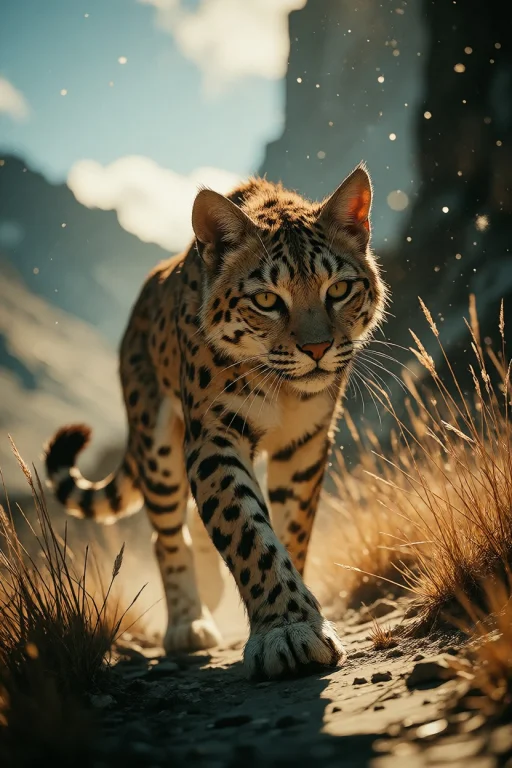 Ta86inkriot, Thin Black Outlines, A Powerful Puma Walking Al...