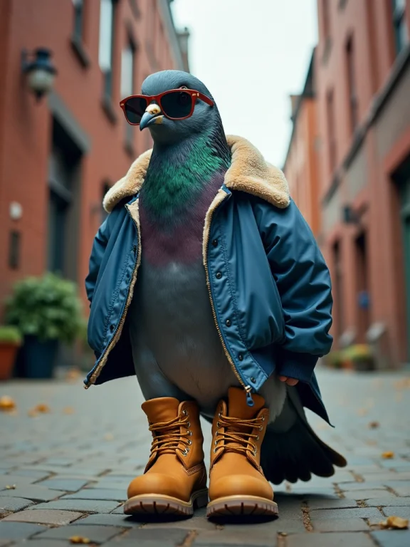 Snapshot Of Northeast American Pigeon Wearing Timberland Boo...