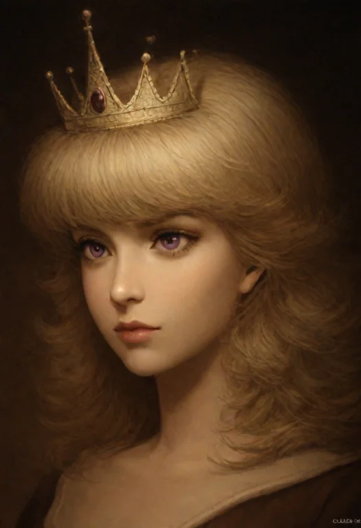 Marianna, Purple Eyes, Crown, Blonde, Solo, Calm, Very Detai...