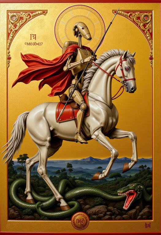 An Eastern Orthodox-style Icon Featuring A Star Wars Battle...