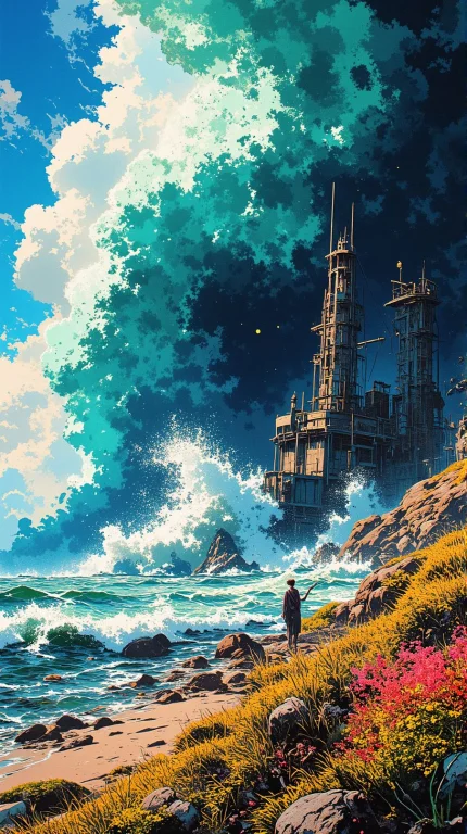 Anime Artwork Andreas Achenbach North Sea Storms, Volcanic B...
