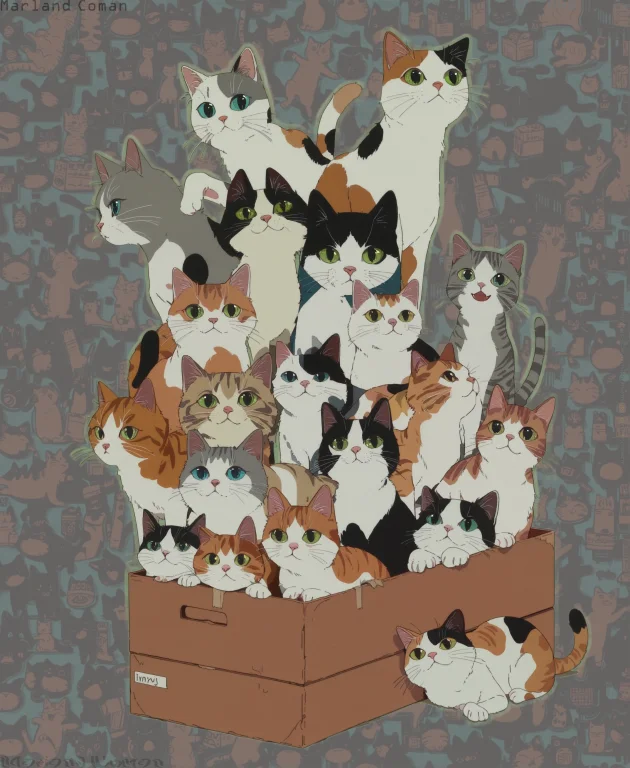 Box Of Cats1.1, Many Cats, Simple Background