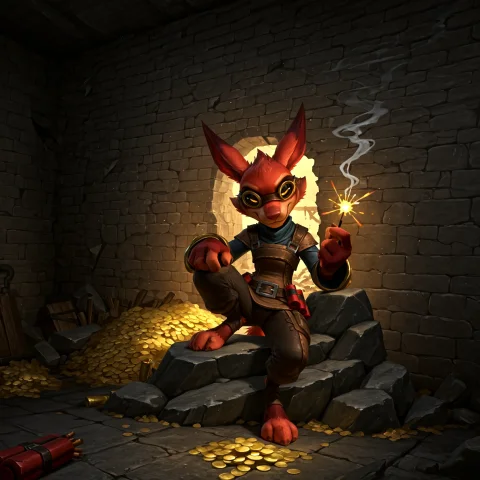 Loragremlinspiralknights1 Skgr3ml1n, Goggles, 3 Toes, Red Fu... — Stable Diffusion AI Prompt: skgr3ml1n, goggles, 3 toes, red fur, reddish brown fur, clothed BREAK league o...