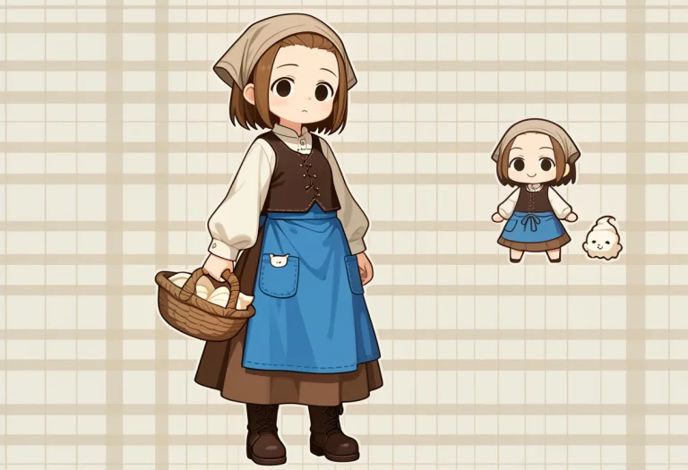 A Full Body 2d Game Sprite Of A Young Female Villager Standi...