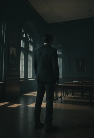Loradark University Aesthetic0.0,dark Asdxohnxs. A Man In A... — SDXL AI Prompt: ,dark asdxohnxs. a man in a suit standing in a room, dark university aesthetic,,...