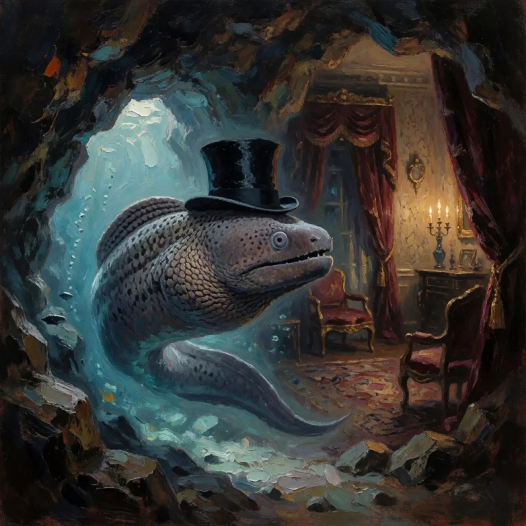 A Majestic, Giant Moray Eel, Anthropomorphized With A Crisp...
