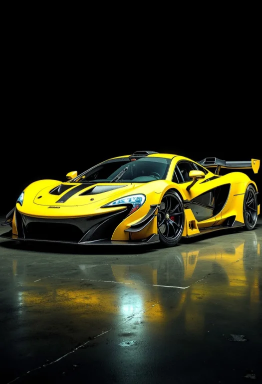 A Neon Yellow Mclaren F1 Gtr, Professional Photography, Dark...