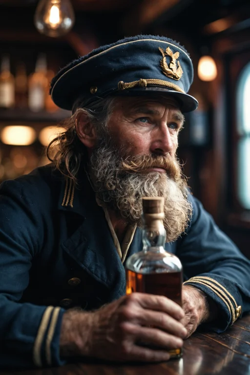 Rugged Scruffy Weathered Old Sailor, A Portrait Of A Seaman...