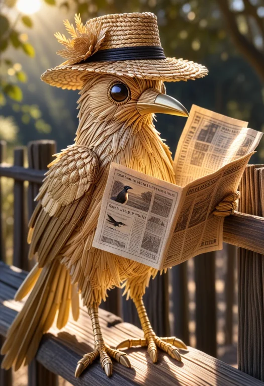 Straw Thread1.5, A Highly Detailed Magpie Bird Made Entirely...