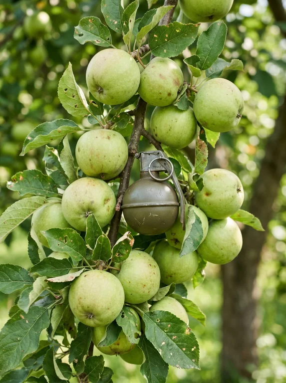 A Photorealistic, Ultra-detailed Scene Of An Apple Tree Bran...