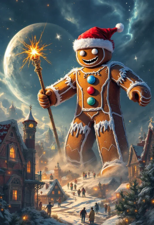 Beautiful Aesthetic, Intricate, Giant Gingerbread Man Wearin...