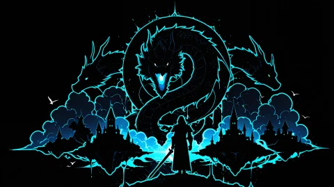 Vibrantoutline, Sky Blue, Pure Black Background, Pure Black... — Stable Diffusion AI Prompt: vibrant_outline, sky blue, pure black background, pure black textures, a radiant...