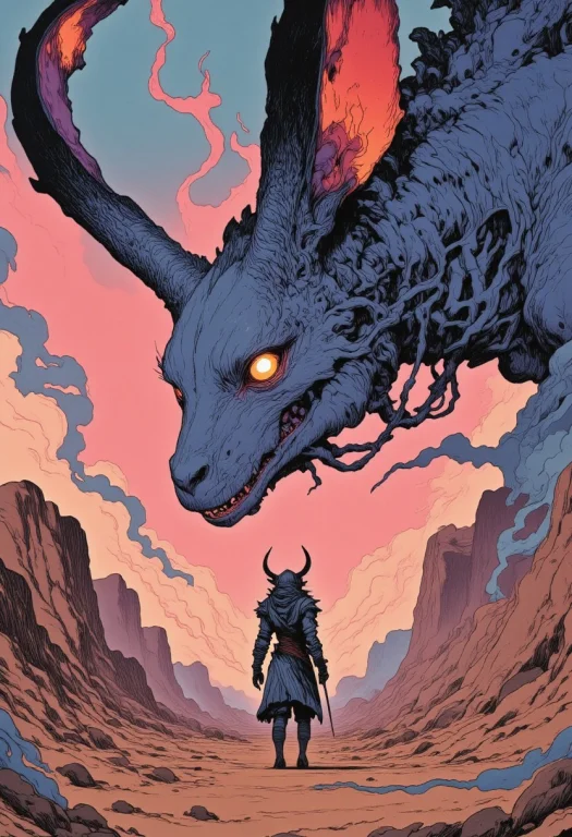 An Atmospheric Scenery Amidst A Desolate Desert, A Knightess...
