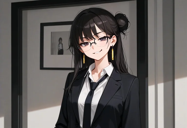 Hair  Eyewear Her Long Dark Hair Is Worn Loose, Flowing Down...