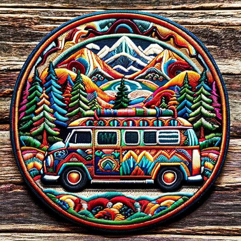 Ral-embroideredpatch, A Vintage Camper Van Parked By Mountai...