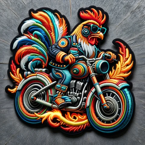Ral-embroideredpatch, A Funny Vintage Motorcycle Jacket Embr... — SDXL AI Prompt: ral-embroideredpatch, A funny vintage motorcycle jacket embroidered patch featur...