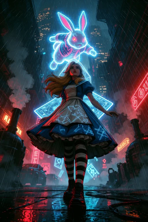 Ta86inkriot, Graphic Cel Shading, Thin Black Outlines, Alice...