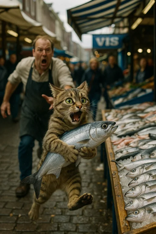 A Photorealistic, Ultra Detailed, Humorous Scene On A Bustli...