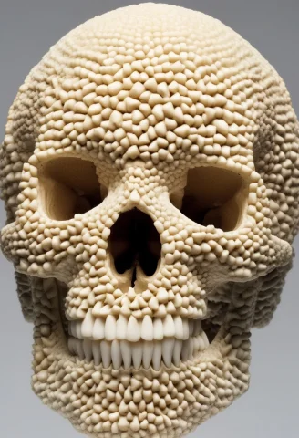 A Human Skull Constructed Entirely From Numerous Small, Indi... — SDXL AI Prompt: A human skull constructed entirely from numerous small, individual teeth. The pr...