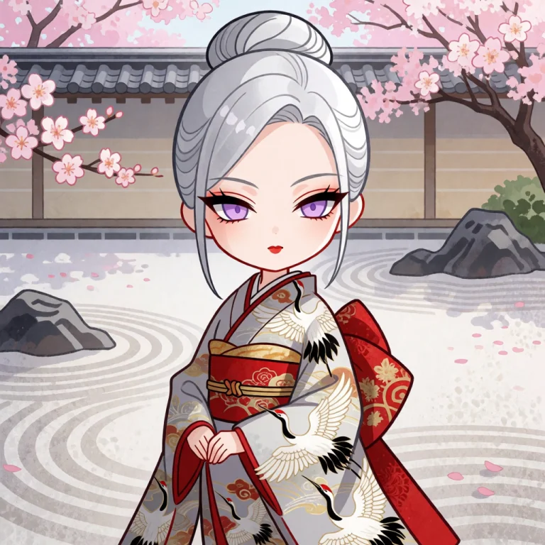 Highres, Absurdres, Chibi, A Chibi Woman With Elegant, Strai...