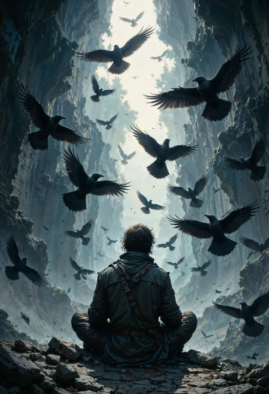 A Dramatic And Atmospheric Scene. The Layout Is Vertical, Fo...