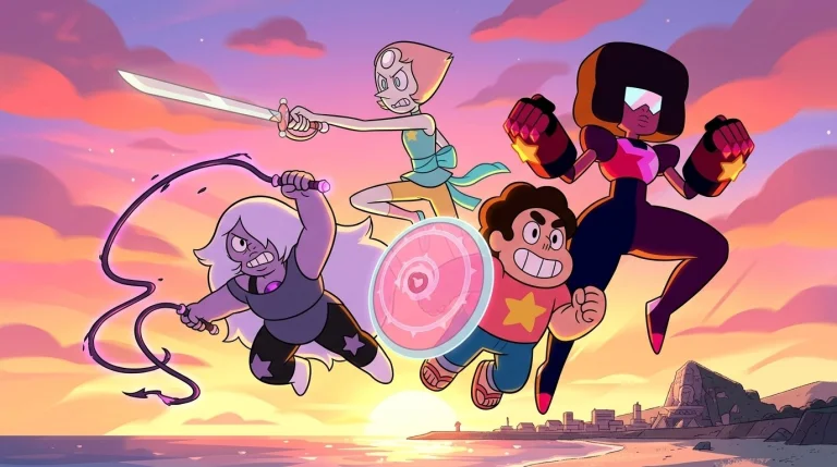An Epic, Dynamic Action Shot Of Steven Universe, Garnet, Ame...